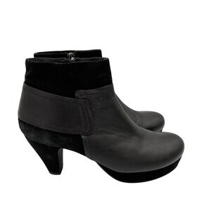 Sacha London Vanessa Black Leather Suede Platform Ankle Boots Womens 7.5 M